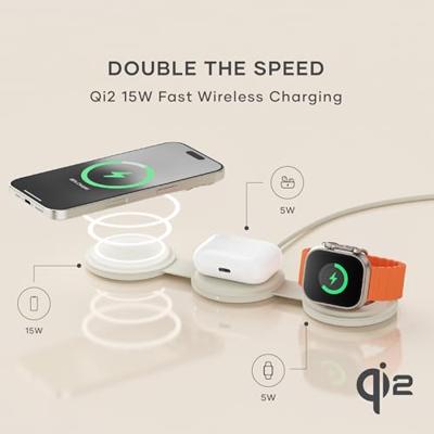 Satechi OntheGo 3-in-1 wireless oplader (15W) - Sand - thumbnail