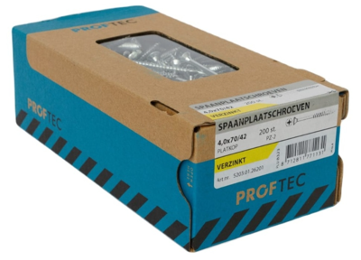Proftec Spaanplaatschroef Vz Pk PZ2 4.0X70/42 | 200 stuks - 5203.01.26201