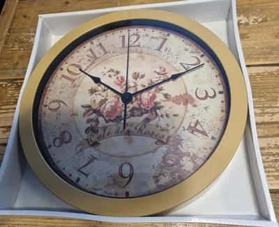 Gerimport Wandklok 30,5 x 4,5 Cm met opdruk Roses - Kunststof