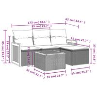 4-delige Loungeset met kussens poly rattan beige - thumbnail