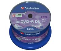 Verbatim DVD+R DL 8,5GB 8X Spindel. 50 Stuk Mat zilver. - thumbnail