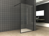 Wiesbaden Inloopdouche Square Stabilisatiestang Nano Coating 80x200 cm 10 mm Mat Zwart - thumbnail