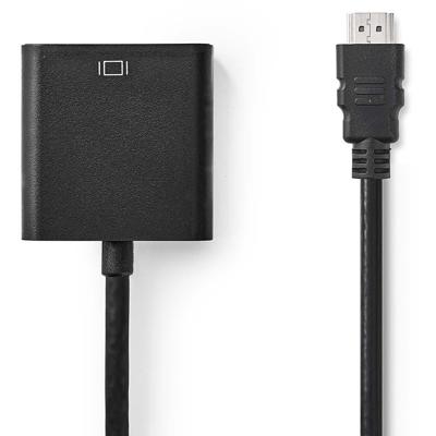 HDMI - VGA-kabel | HDMI-connector - VGA female + 3,5 mm uitgang | 0,2 m | Zwart