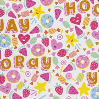 Creativ Company Inpakpapier, snoep, fruit en donuts, b: 50 cm, 80 gr, licht turquoise, 100 m/ 1 rol - thumbnail