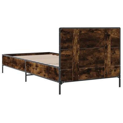 Bedframe bewerkt hout metaal gerookt eikenkleurig 150x200 cm