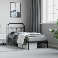 Bedframe met hoofdbord metaal zwart 90x200 cm - thumbnail