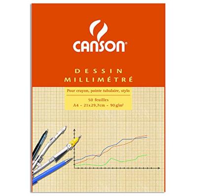 Millimeterpapier canson bruingeel bedrukt a4 wit | 10 stuks