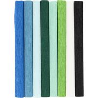 Creativ Company Crêpepapier, vel 25x60 cm, crêpe-verhouding: 180%, 105 gr, blauw/groen harmonie, 8 vel/ 1 doos - thumbnail