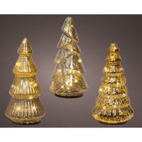 Decoratie Glazen LED Bomen 9x17.5 cm 3 Stuks Goud - thumbnail