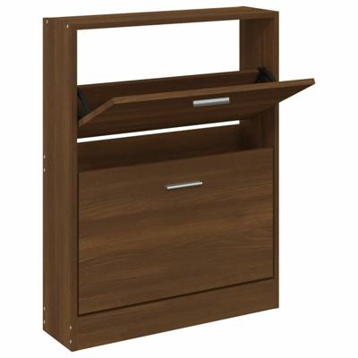 VidaXL Schoenenkast 59x17x81 cm bewerkt hout bruin eikenkleur VidaXL Schoenenkast 59x17x81 cm bewerkt hout bruin eikenkleur