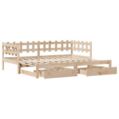 Slaapbank met onderschuifbed en lades zonder matras 90x200 cm - thumbnail