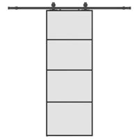Schuifdeur met beslagset 76x205 cm ESG glas zwart - thumbnail