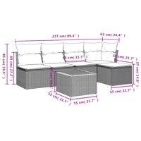 6-delige Loungeset met kussens poly rattan grijs - thumbnail