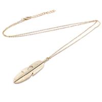 Eenvoudige Classic hanger ketting Feather ketting lange Sweater Ketting sieraden choker ketting voor Women(Gold) - thumbnail