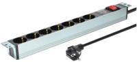 Digitus DN-95407 19 inch Stekkerdoos voor patchkast 1 HE Geaarde contactdoos Zwart - thumbnail