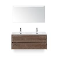 Dante Badmeubelset 120 cm - 4 laden Tabacco - Keramische Wastafel Wit Cover - met Sence Spiegel - thumbnail