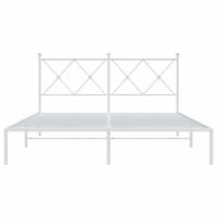 Bedframe met hoofdbord metaal wit 160x200 cm - thumbnail