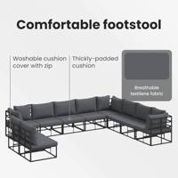 Tuinbankenset met kussen 12 pcs Zwart Aluminium - thumbnail