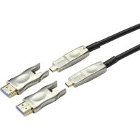 SpeaKa Professional SP-9538580 HDMI-kabel HDMI Adapterkabel HDMI-A-stekker, HDMI-micro-D-stekker, HDMI-A-stekker, HDMI-micro-D-stekker 20.00 m Zwart 4K UHD, - thumbnail
