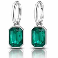 Cilla Jewels Oorringen Zilverkleurig Groen Kristal - thumbnail