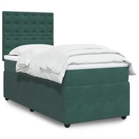 Boxspring met matras fluweel donkergroen 80x200 cm - thumbnail