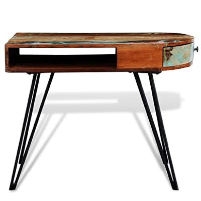 Bureau met ijzeren poten gerecycled hout