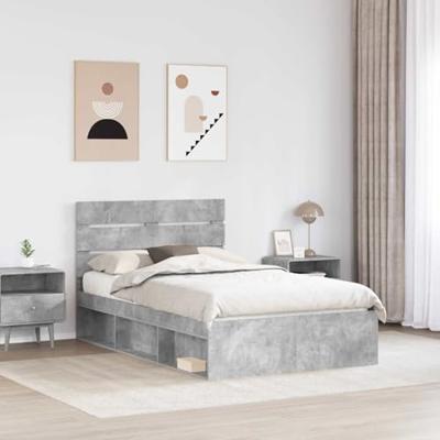Bedframe Concerte Grijs 135 x 190 cm Massief grenenhout