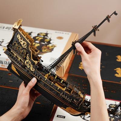 Zeilschip Robotime 3D Houten Puzzel The Seahorse Barque - thumbnail
