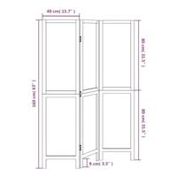 Kamerscherm met 3 panelen massief paulowniahout wit - thumbnail