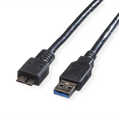ROLINE USB 3.2 Gen 1 kabel, type, A M - Micro B M, zwart, 3 m ROLINE USB 3.2 Gen 1 kabel, type, A M - Micro B M, zwart, 3 m