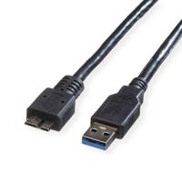 ROLINE USB 3.2 Gen 1 kabel, type, A M - Micro B M, zwart, 3 m - thumbnail