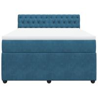 Boxspring met matras fluweel blauw 160x200 cm - thumbnail