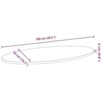Tafelblad 100x50x2 cm ovaal massief eikenhout lichtbruin - thumbnail