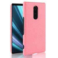 Shockproof Crocodile Texture PC + PU Case for Sony Xperia 1 (Pink) - thumbnail