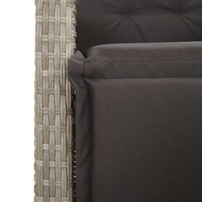 9-delige Tuinset met kussens poly rattan lichtgrijs