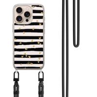 iPhone 16 Pro Max hoesje met zwart koord - Hart streepjes - thumbnail