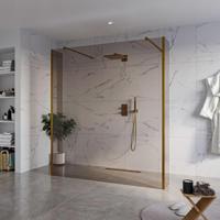 Fortifura Galeria Vrijstaande Inloopdouche - 180x200cm - Rookglas - antikalk - 8mm veiligheidsglas - 2 zijwanden 40cm - wandsteunen en hoekprofielen - Geborsteld koper PVD (Koper) SW927772 2x/SW797943/SW797934 2x/SW876703 2x - thumbnail