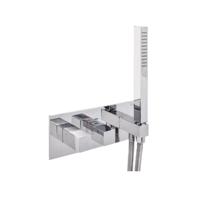 Inbouw Douchekraan Sanimex Giulini Thermostatisch 1-Uitgang Vierkant Incl. Handdouche En BOX Inbouwdeel Chroom - thumbnail