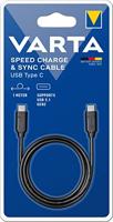 VARTA Snellaadkabel Speed Charge & Sync-kabel USB 3.1 Gen2 type C-adapter, 100cm kabel, USB C naar USB C-kabel Gen2, voor Samsung Galaxy S8, S8+, Google Pixel, MacBook en andere - thumbnail