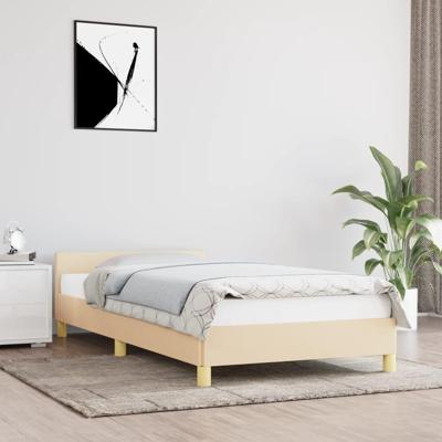 Bedframe met hoofdeinde zonder matras 80x200 cm stof crème