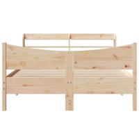 Bedframe met hoofdbord massief grenenhout wit 140x200 cm - thumbnail