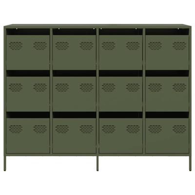Dressoir 135x39x103,5 cm koudgewalst staal olijfgroen