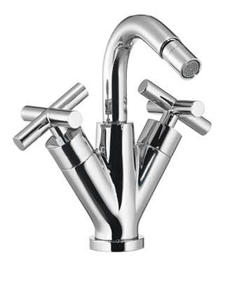 Hotbath Cobber lage wastafelmengkraan met gebogen uitloop zonder waste geborsteld nikkel CB003CGN