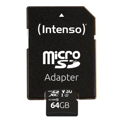 Intenso Professional microSDXC-kaart 64 GB Class 10, UHS-I Incl. SD-adapter