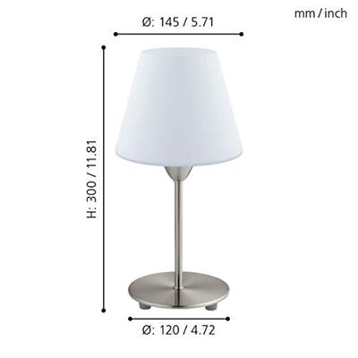 Eglo TafellampDamasco 1 30cm nikkel mat met wit - 95785