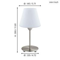 Eglo TafellampDamasco 1 30cm nikkel mat met wit - 95785 - thumbnail