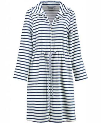 Cawö Cawö Dames Badjas kort met Tunnelkoord en Rits 6597 Navy 38