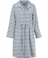 Cawö Cawö Dames Badjas kort met Tunnelkoord en Rits 6597 Navy 38 - thumbnail