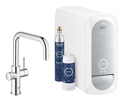 Bruisendwater Keukenkraan GROHE Blue Home Duo Starterkit Chilled en Sparkling Water U Uitloop Chroom