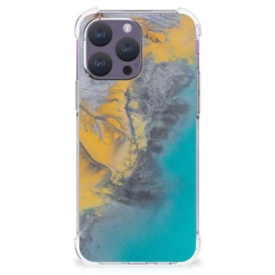 iPhone 15 Pro Max Anti-Shock Hoesje Marble Blue Gold iPhone 15 Pro Max Anti-Shock Hoesje Marble Blue Gold